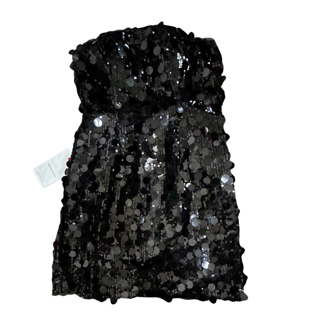 Black Sequin Strapless Bandeau Top